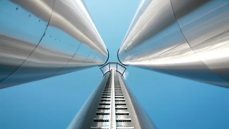 Finomító kémények alulnézetből